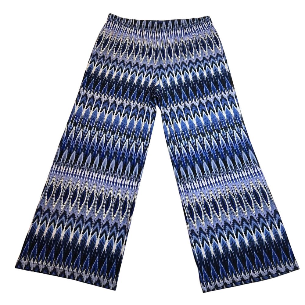 Chico's Navy and White Patterned Wide Leg Pants - Picture 2 of 14